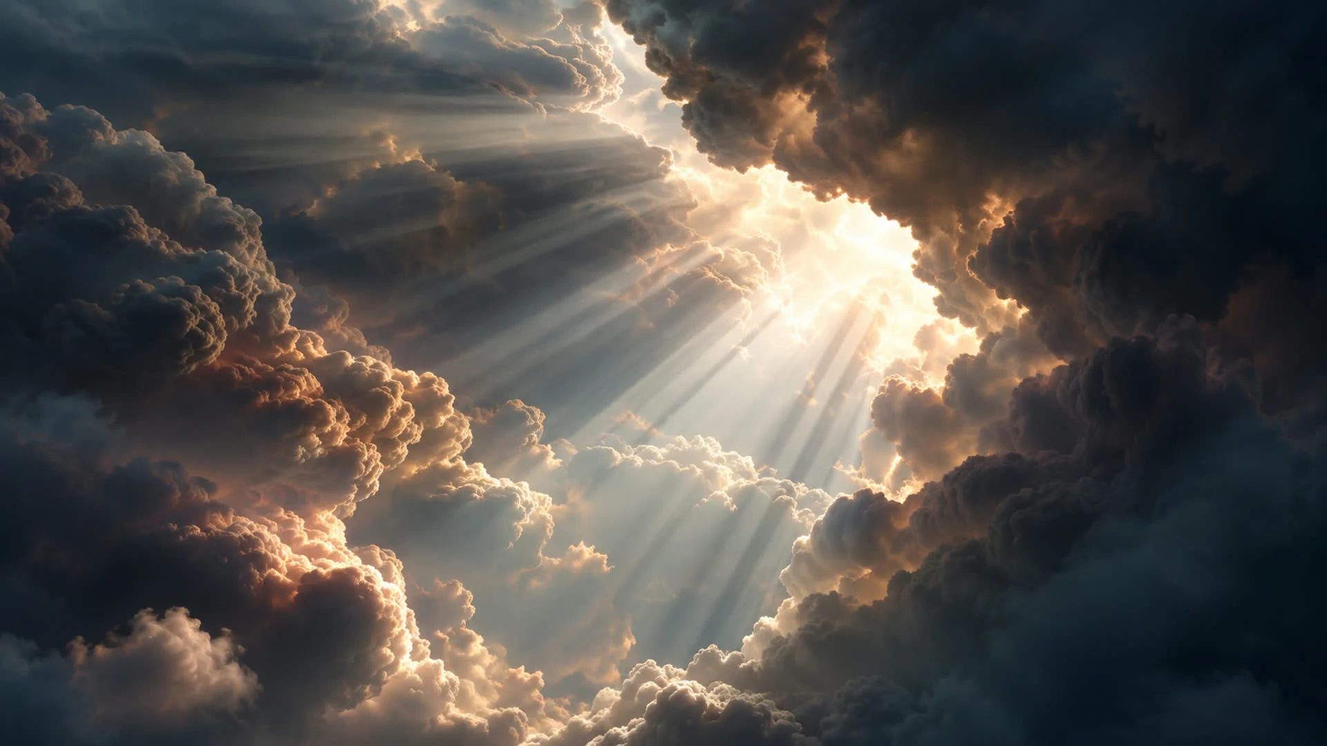 Sunlight breaking through heavy cloud