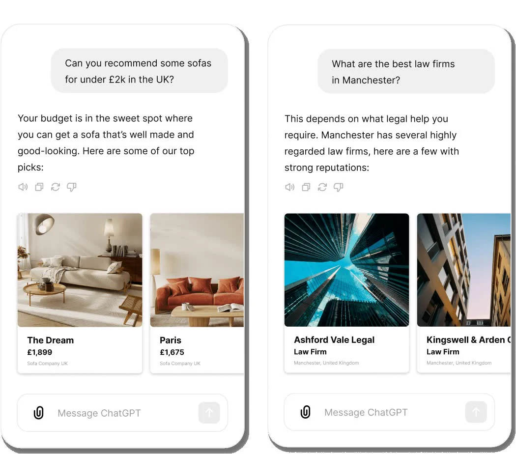 Examples of ChatGPT ad formats