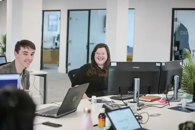 Castle’s Liverpool PPC team planning Google Ads campaigns at Mann Island