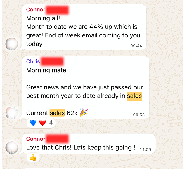 Client conversation about Monday revenue and ROAS