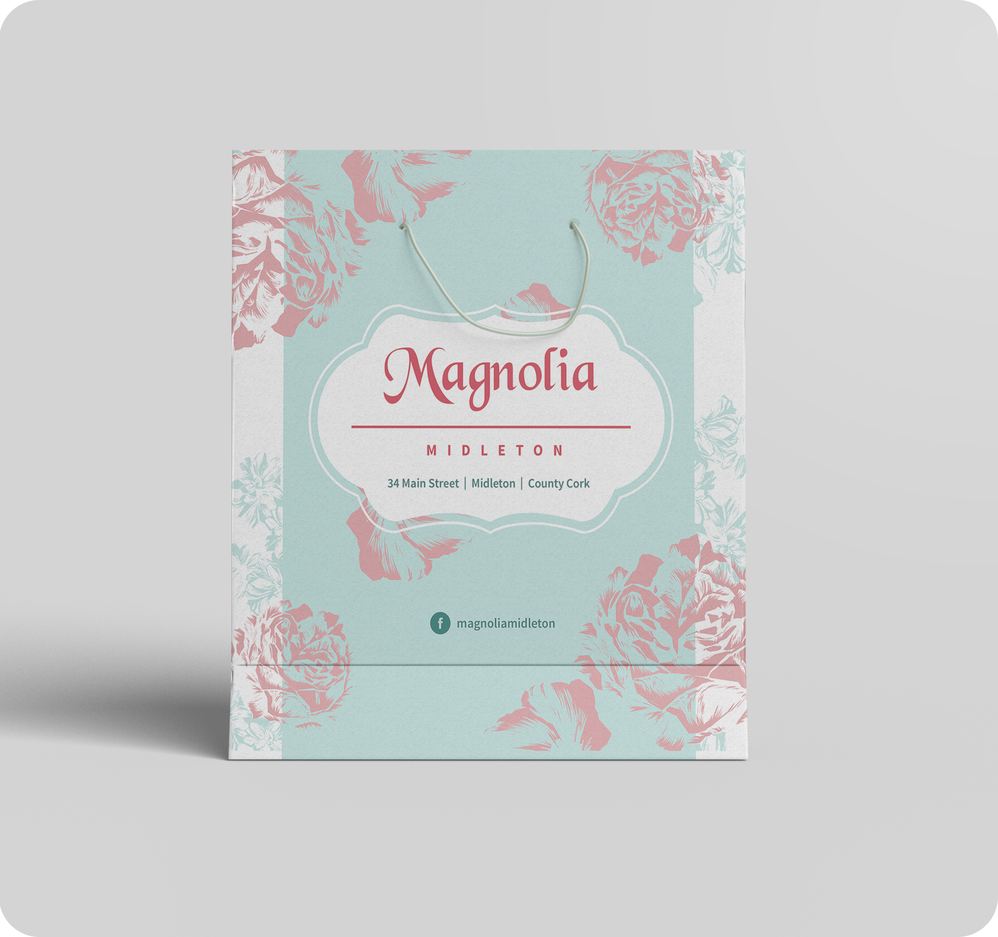 Floral packaging design on a Magnolia Midleton gift bag