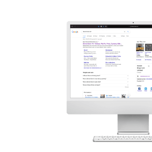 iMac displaying a Google search results page