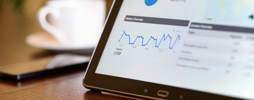A screenshot of Google Analytics data displayed on an iPad.