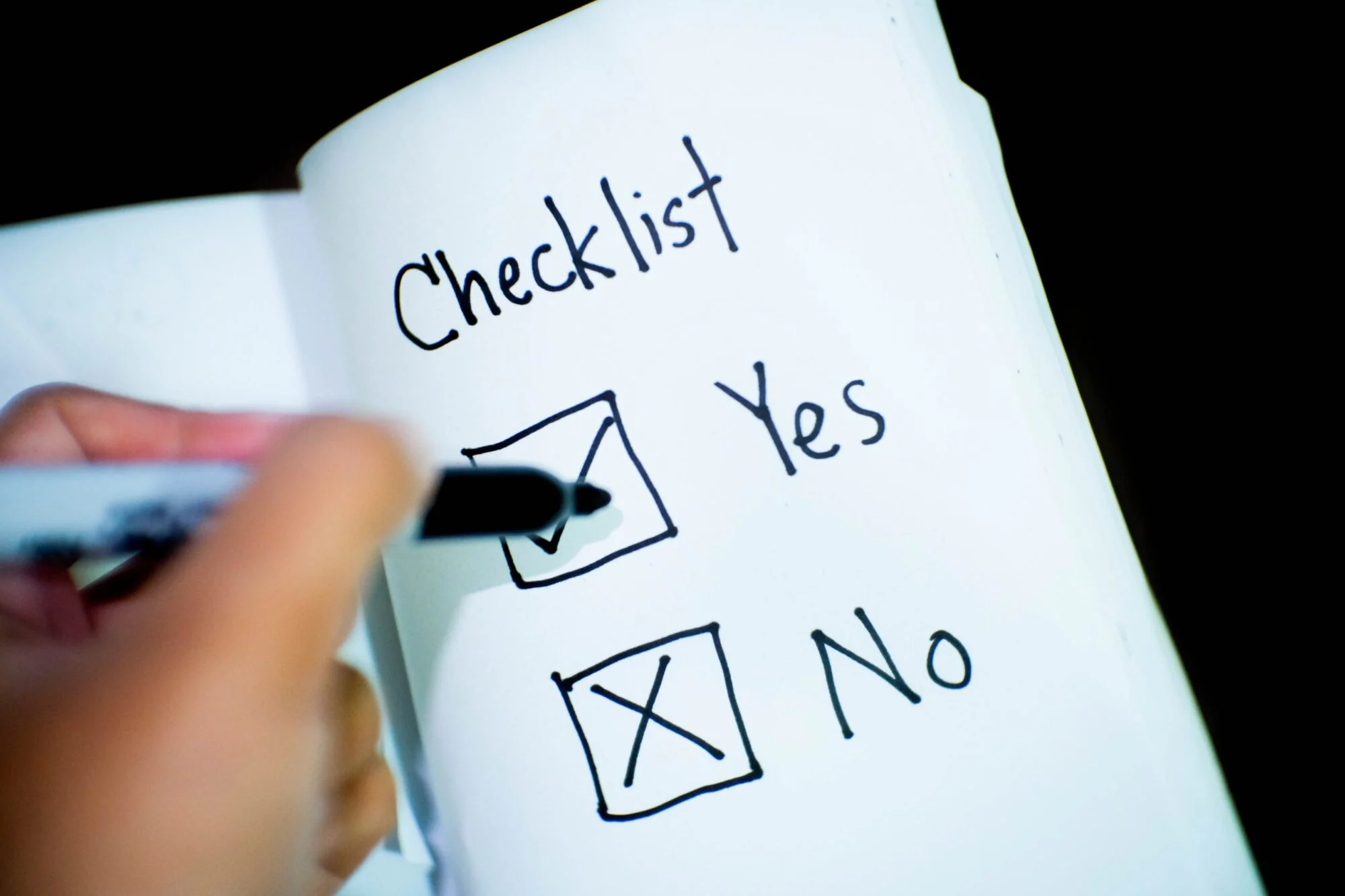 A notepad featuring a yes and no checklist.