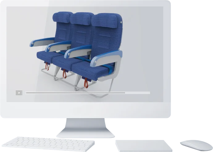 Corporate animated video example created by castle of three blue plane seats