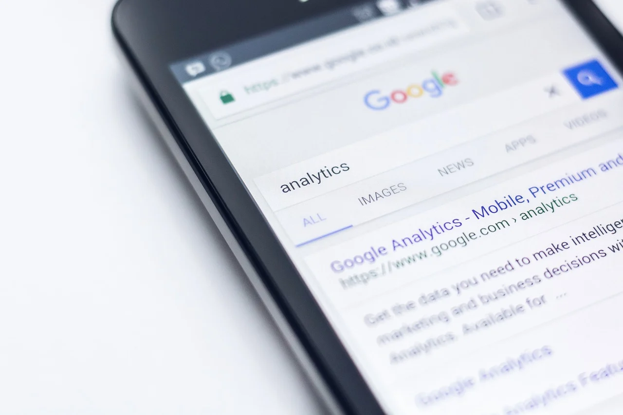 An iPhone showing Google Analytics link showing how to track SEO. 