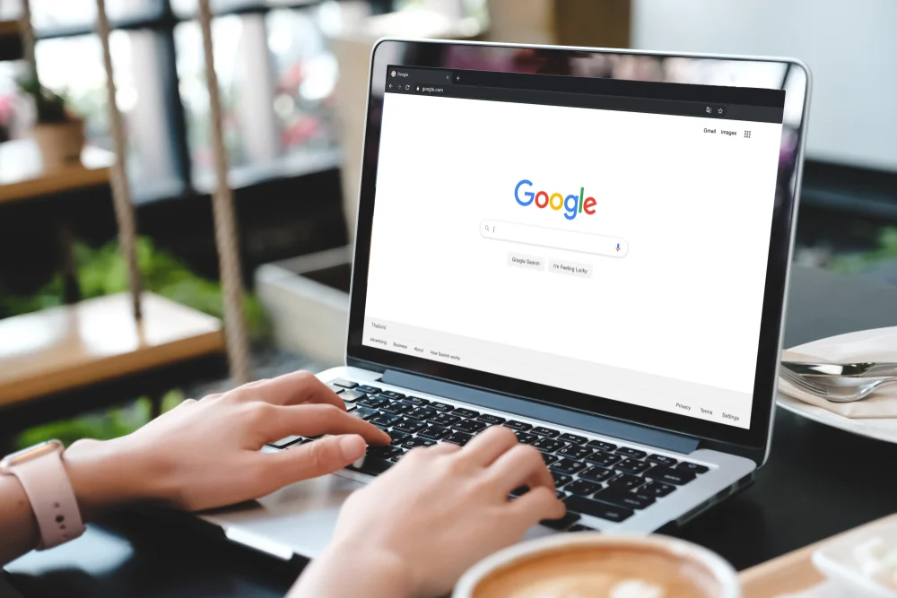 A MacBook laptop with Google's web browser open to research what is bounce rate in SEO. 