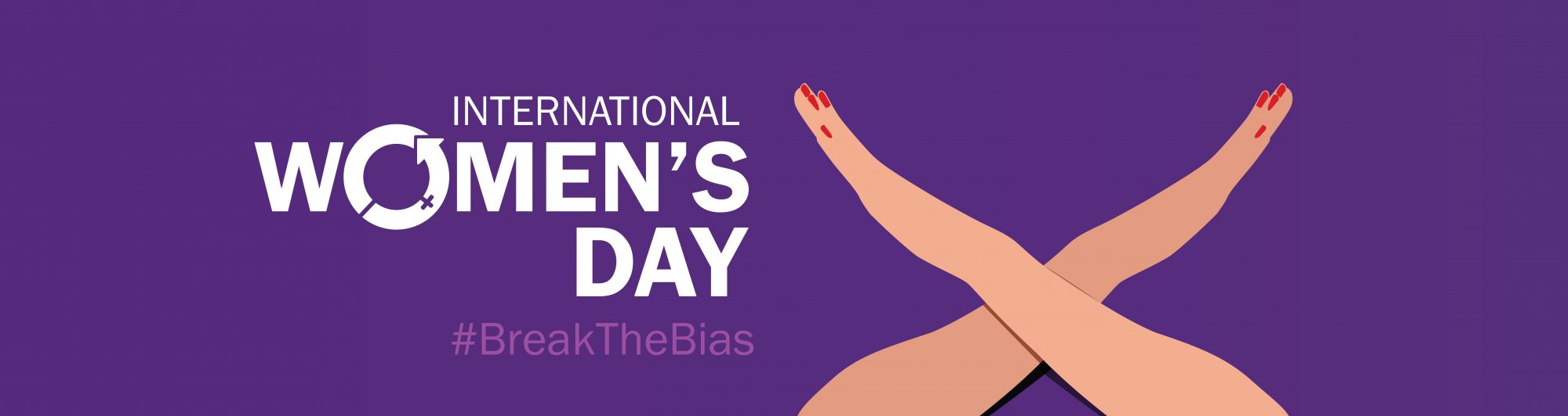 international women's day banner with break the bias hashtag
