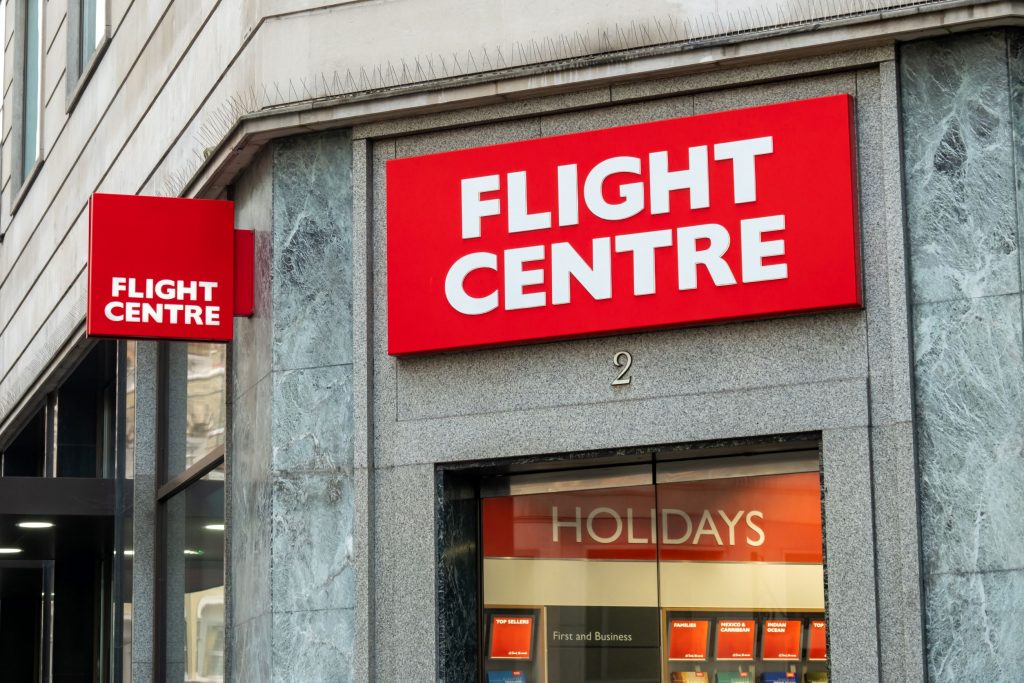 Flight Centre Travel Group high street shop signage