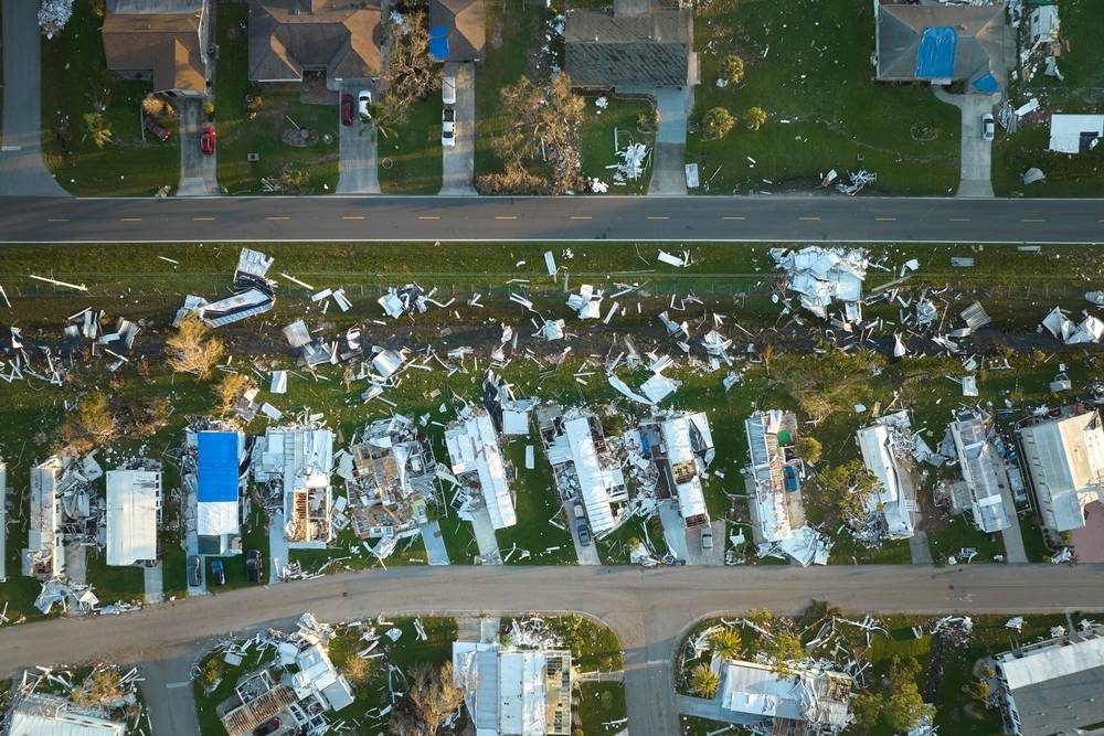 An entire row of homes in Florida were destroyed by Hurricane Ian, with debris strewn far and wide.