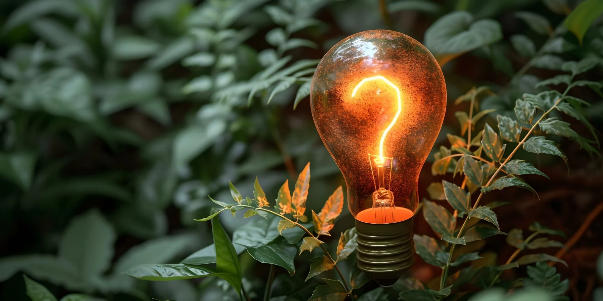 Question mark concept image, a light bulb with a lit up question mark inside 