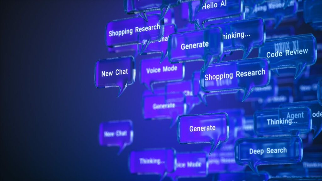 AI Chatbot Communication Interface Bubbles and ChatGPT prompts
