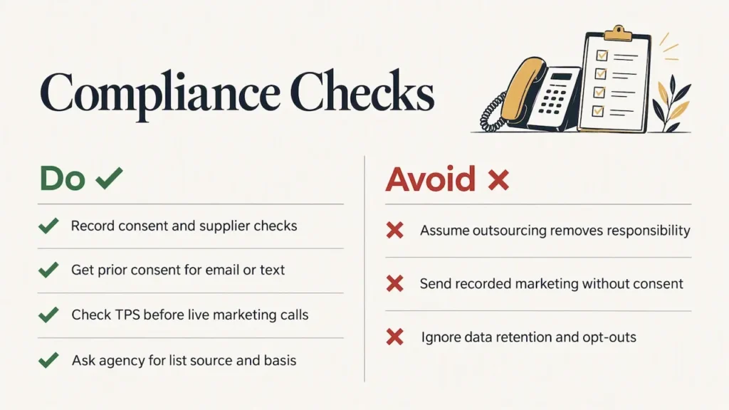 Diagram of the compliance checks UK businesses must make for B2B marketing